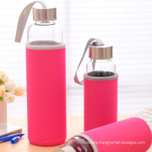 borosilicate glass water bottle with portable nylon sleeve